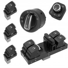 Set Bloc Lumini + Buton Reglaj Oglinzi + Bloc Comenzi Geamuri + 3 Buc Buton Geam Pasager Compatibil Volkswagen Eos (1F7, 1F8) 2006-2013 5ND 941 431B +