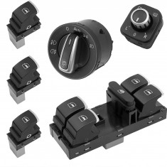 Set Bloc Lumini + Buton Reglaj Oglinzi + Bloc Comenzi Geamuri + 3 Buc Buton Geam Pasager Compatibil Volkswagen Amarok (2H, S1B) 2010→ 5ND 941 431B + 5