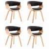 Scaune bucatarie 4 buc, negru, lemn curbat &amp; piele ecologica