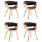 Scaune bucatarie 4 buc, negru, lemn curbat &amp; piele ecologica