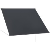 Outsunny Copertină cu Braț Pliabil, cu Deschidere Manuală, Copertină Basculantă cu Protecție UV30+, 150x120 cm, Gri &Icirc;nchis | Aosom Romania