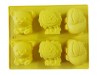 Forma silicon pentru prajituri cu Animale, Urs, Leu, Hipopotam, 6 cavitati, Galben, 24 cm, 489COF