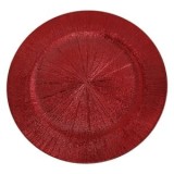 Platou decorativ rotund roșu cu model radial, ideal pentru aranjamente festive, CMCLASS