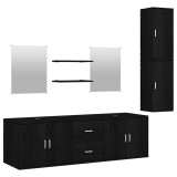 Cumpara ieftin Set de mobilier de baie cu 7 piese, lemn prelucrat negru