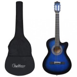 VidaXL Set chitară clasică occidentală 12 piese 6 corzi albastru 38&quot;