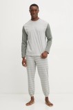 United Colors of Benetton set de pijama de bumbac barbati, culoarea gri, modelator, 30964P02U