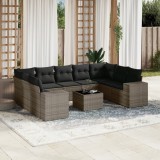 vidaXL Set mobilier de grădină cu perne, 10 piese, gri, poliratan 3255347