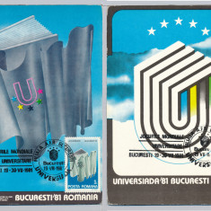 CP ilustrata maxima Universiada Bucuresti 1981 (set)