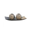 Set 2 Suporturi Lumanari Sferice Lemn/Sticla Maro Romantic 35cm cu Pietricele si Lumanari