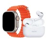 Smartwatch i20 Ultra Max Suit + 7 Bratari, Casti Wireless, Apelare, Notificari, Monitorizare Ritm Cardiac, Incarcare Wireless