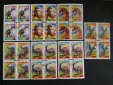 Set 7 Blocuri de 4 Timbre Tanzania 1994 &ndash; Dinozauri / Animale Preistorice, Ștampilă de Prima Zi Dar Es Salaam -A583