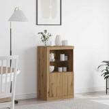 VidaXL Mobilă laterală cu lumini LED Stejar artisan 60,5x37x100 cm