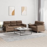 VidaXL Set de canapele cu perne, 2 piese, maro, textil