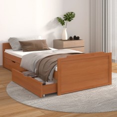 Gossi cadru de pat cu sertare, maro miere, 90x200 cm lemn masiv pin