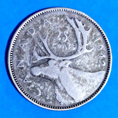 CANADA 25 CENTS CENTI 1942 GEORGE VI ARGINT STARE BUNA foto