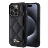Husa originala Guess Quilted Metal Logo iPhone 15 Pro, negru, GUHCP15LPSQSQSK