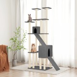VidaXL Ansamblu de pisici, st&acirc;lpi din funie sisal, gri &icirc;nchis, 190 cm