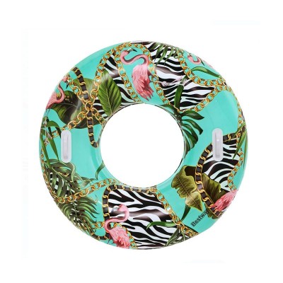 Colac gonflabil model Flamingo si Lanturi, manere, 114 cm, Turcoaz foto