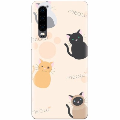 Husa silicon pentru Huawei P30, Meow foto