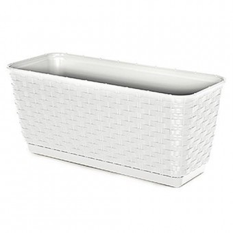 Ghiveci dreptunghiular Strend Pro Ratolla White, cu tava integrata, 38.6 x15x14cm foto