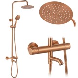 Coloana de dus cu termostat Lungo Diamond Copper Brush