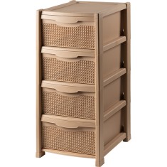 Dulap perlat pentru depozitare, din plastic bej, 4 sertare, 50x40x90cm