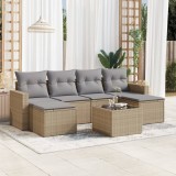 vidaXL Set canapele de grădină, 7 piese, cu perne, bej, poliratan