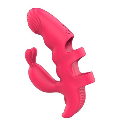 Vibrator Finger with Rabbit Ears Rosu foto