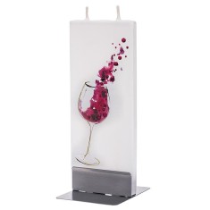Lumanare plata pictata pahar de vin Flatyz