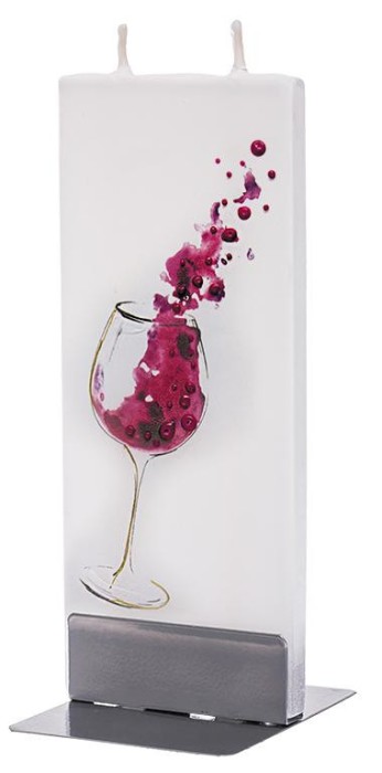 Lumanare plata pictata pahar de vin Flatyz