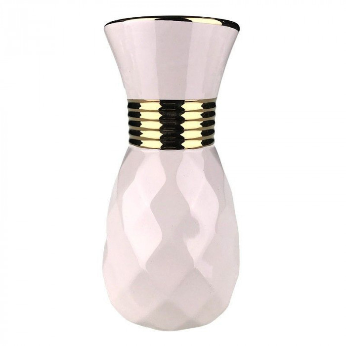 Vaza decorativa din ceramica eleganta, 21 cm, Alb, 800H