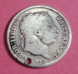 Monedă argint 1 shilling 1819 deteriorată, Europa