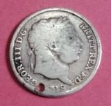 Monedă argint 1 shilling 1819 deteriorată, Europa