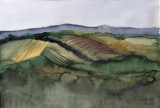 Eva Gs&ouml;llpointner-&quot;Tablou cu peisaj&quot; - acuarelă (1983), Peisaje, Acuarela, Impresionism
