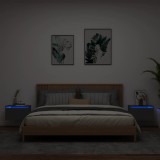 Gossi noptiere montate pe perete cu lumini led, 2 buc., negru