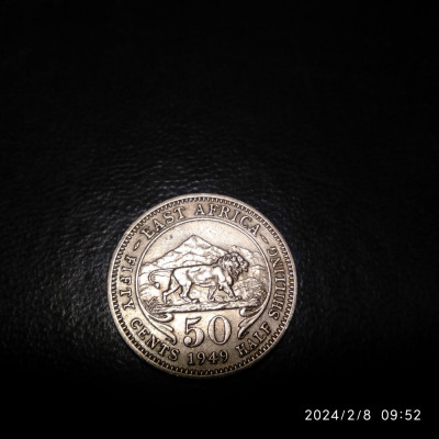 -Y- MONEDA 50 CENTS 1949 EAST AFRICA foto