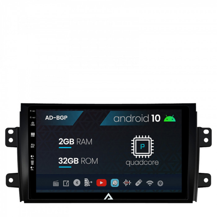 Navigatie Suzuki SX4 Fiat Sedici, Android 10, P-Quadcore 2GB RAM + 32GB ROM, 9 Inch - AD-BGP9002+AD-BGRKIT307