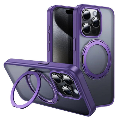 Husa de protectie din policarbonat Hoco Stand Magnetic Case, pentru iPhone 15 - Mov foto