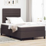 vidaXL Pat cu arcuri cu saltea Maro &icirc;nchis 120 x 200 cm țesătură