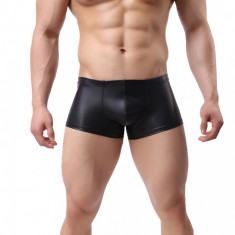 Boxeri barbati - material tip piele stretch - negru foto