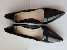 Pantofi negri dama firma de lux pantofi eleganti stiletto office marime 40 - NOI foto