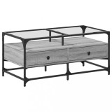 Cumpara ieftin Masuta de cafea cu blat din sticla gri sonoma 98,5x50x45cm otel