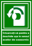 Placuta intoarceti-va pentru a deschide usa &icirc;n sensul acelor de ceasornic spre stanga