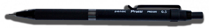 Creion Mecanic Profesional Penac Protti Prd-105, 0.5mm, Metalic Cu Varf Retractabil, Cutie Cadou-neg