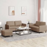 vidaXL Set de canapele cu perne, 3 piese, cappuccino, piele ecologică