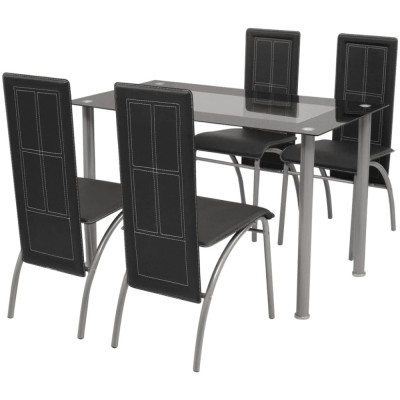 vidaXL Set mobilier de bucătărie, cinci piese, negru foto