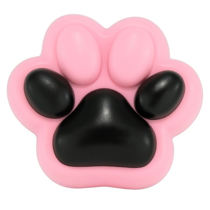 Jucarie antistres squishy, flippy, cu revenire lenta, labuta de pisica pufoasa, 8.5 x 7.5 cm, ambalaj transparent, negru roz