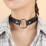 Choker din Piele Ecologica cu Inel Metalic, STD