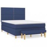Cumpara ieftin Pat box spring cu saltea, albastru, 140x200 cm, textil