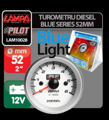 Ceas bord turometru diesel, Blue serie 52mm - CBTD106 foto